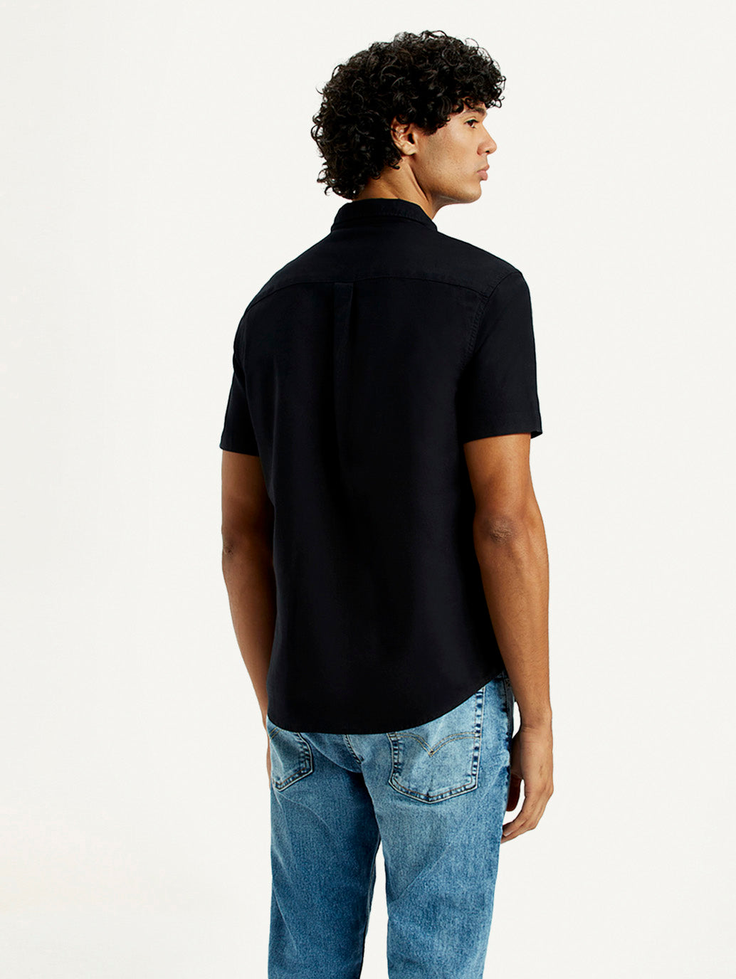 Men's Solid Slim Fit Oxford Shirt - Back View
