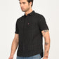 Men's Textured Black Slim Fit Shirt - side View