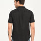 Men's Textured Black Slim Fit Shirt - back View