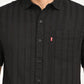 Men's Textured Black Slim Fit Shirt - deatil View