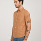 Men's Textured Light Brown Slim Fit Shirt - side View