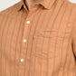 Men's Textured Light Brown Slim Fit Shirt - deatil View