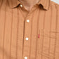 Men's Textured Light Brown Slim Fit Shirt - deatil View