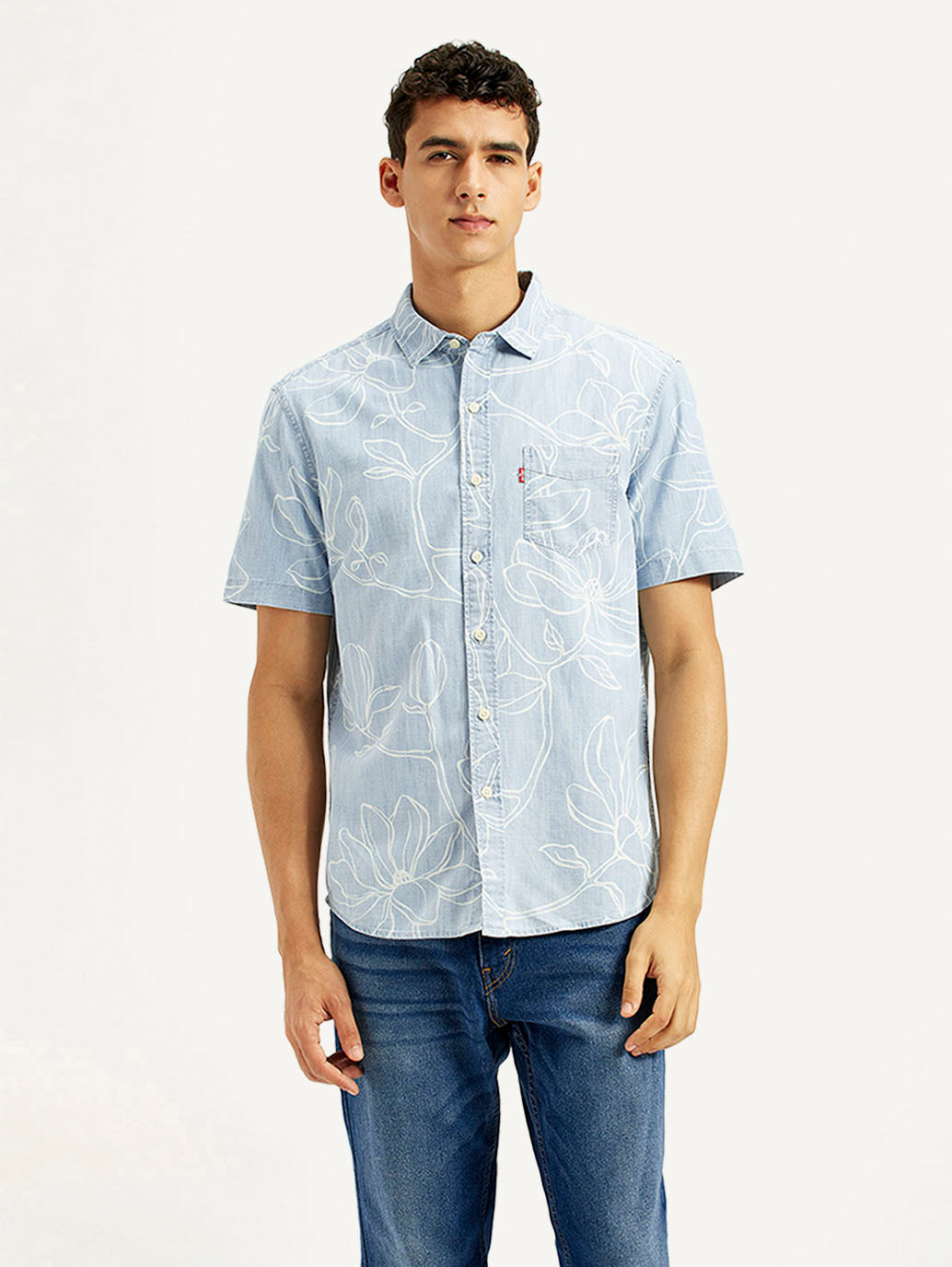Men's Printed Slim Fit Shirt - Front View