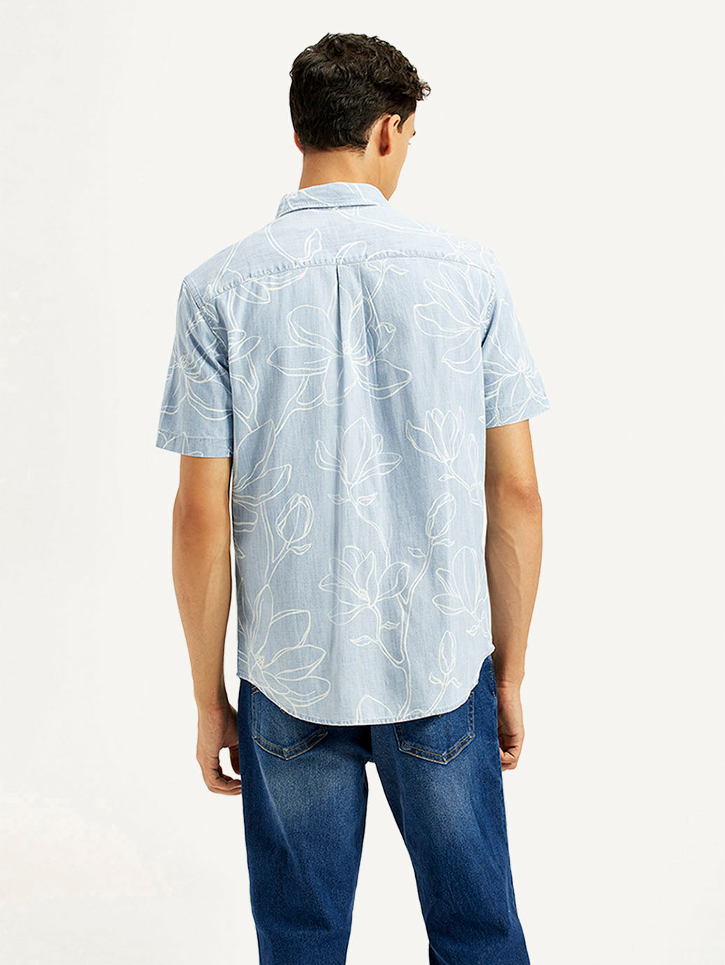 Men's Printed Slim Fit Shirt - Back View