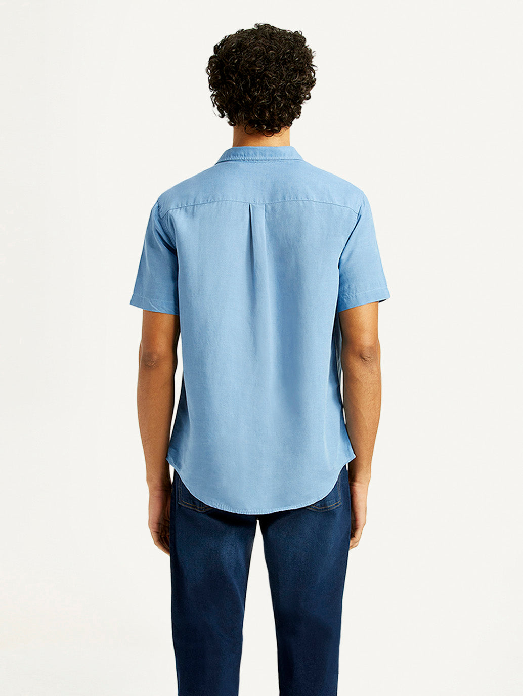 Men's Solid Slim Fit Linen Shirt - Back View
