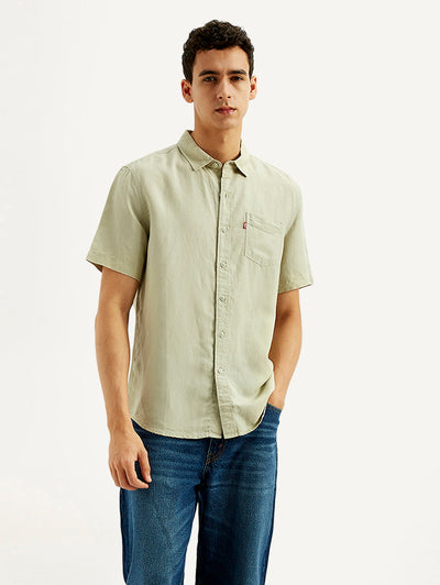 Men's Solid Slim Fit Linen Shirt-image-38