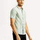 Men's Solid Slim Fit Linen Shirt - Side View