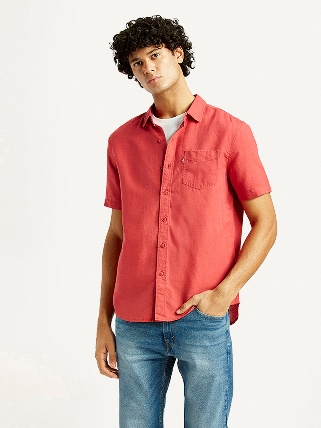 Men's Solid Slim Fit Linen Shirt - Styleshot View