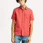 Men's Solid Slim Fit Linen Shirt - Front View