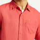 Men's Solid Slim Fit Linen Shirt - Detail View