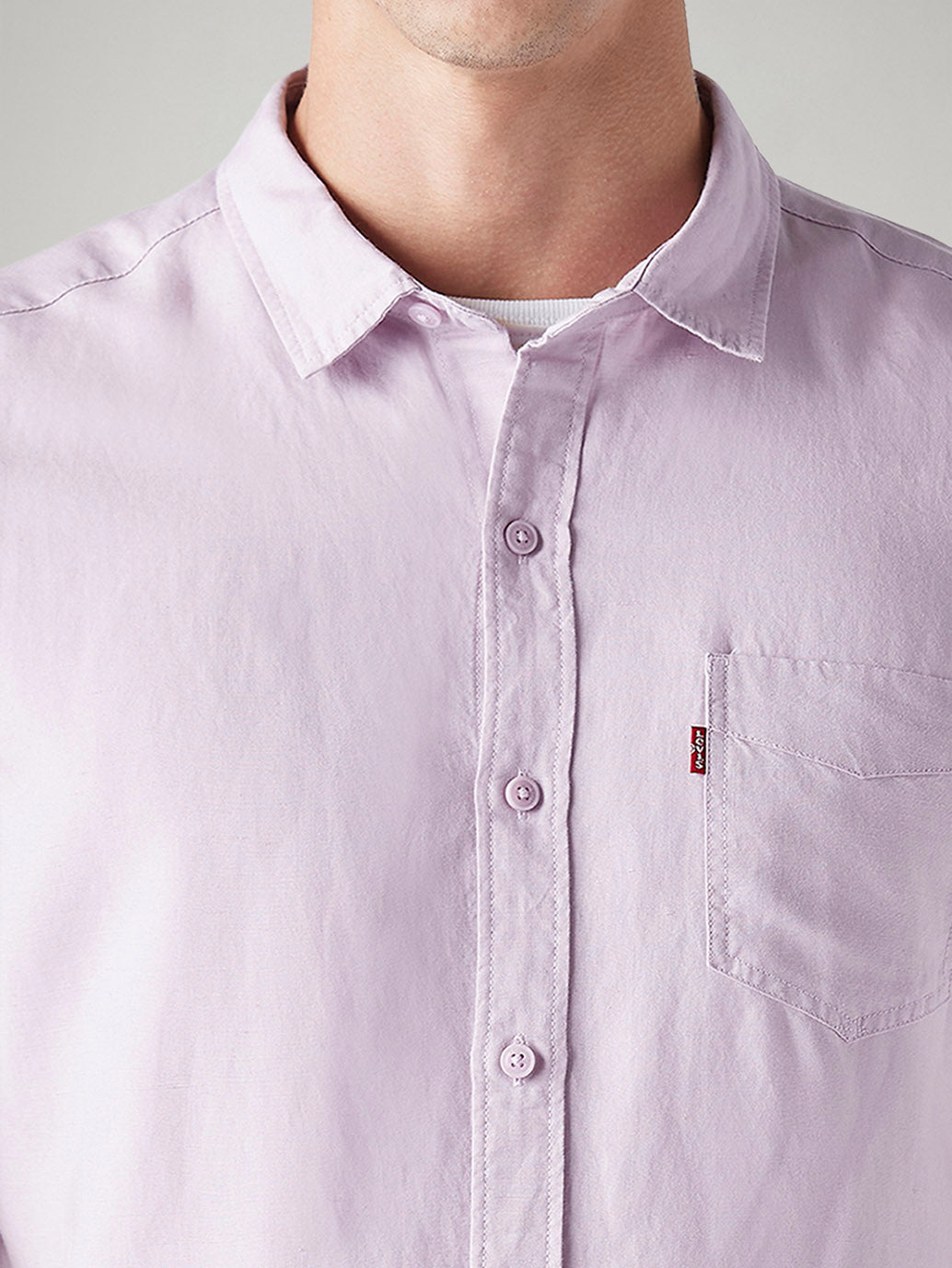 Men's Solid Slim Fit Linen Shirt - Detail View