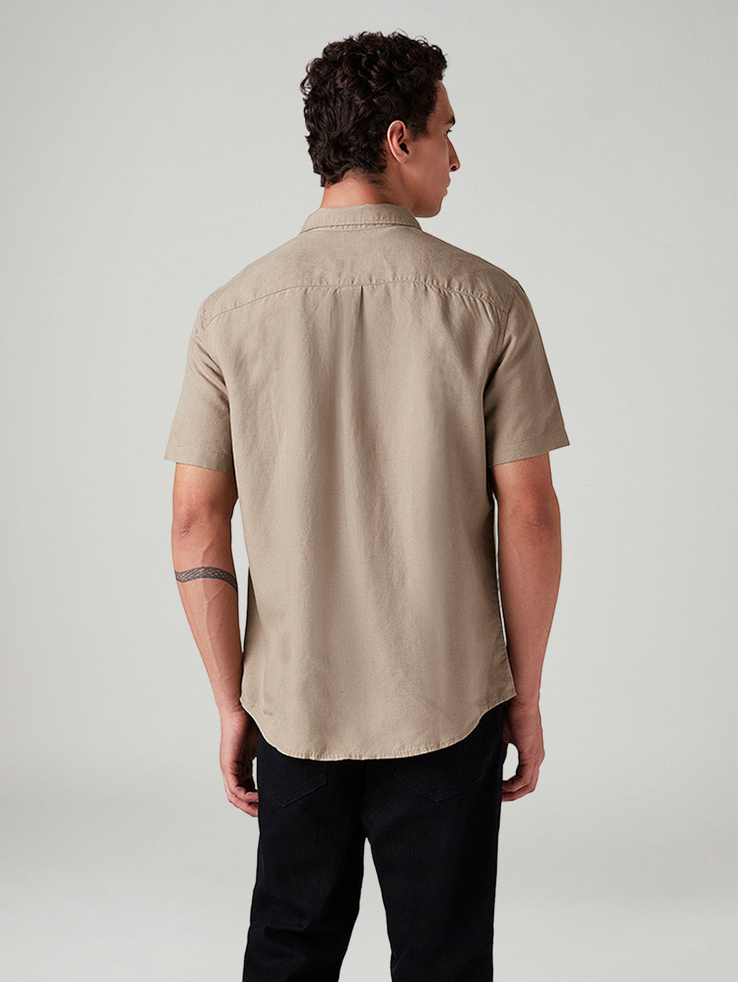 Men's Solid Slim Fit Shirt - Back View