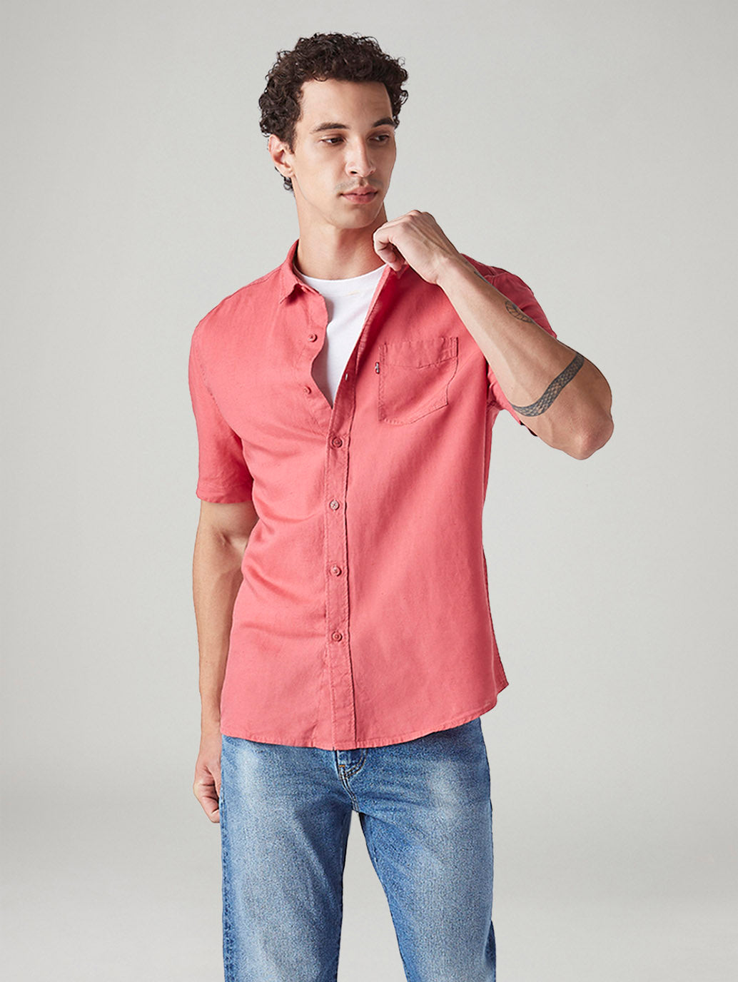 Men's Solid Slim Fit Linen Shirt