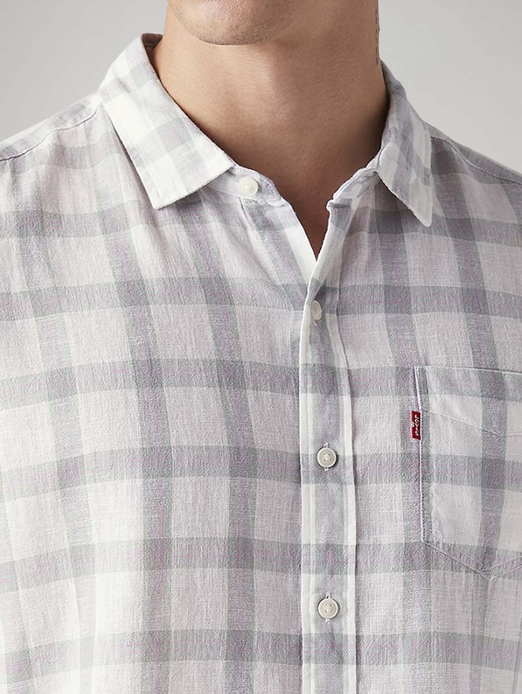 Men's Checkered Slim Fit Shirt - Detail View