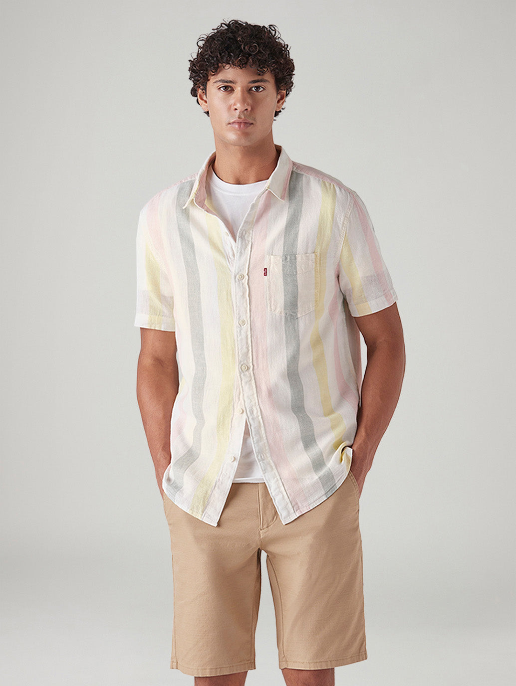 Men's Striped Slim Fit Linen Shirt