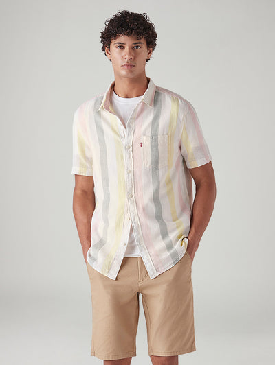 Men's Striped Slim Fit Linen Shirt