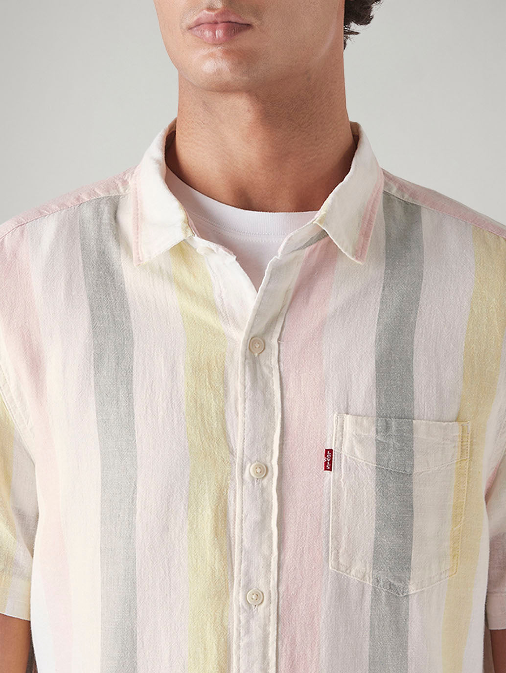 Men's Striped Slim Fit Linen Shirt - 20 View
