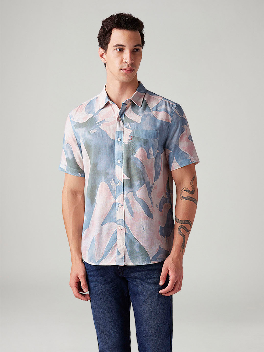 Men's Abstract Slim Fit Shirt - Front View