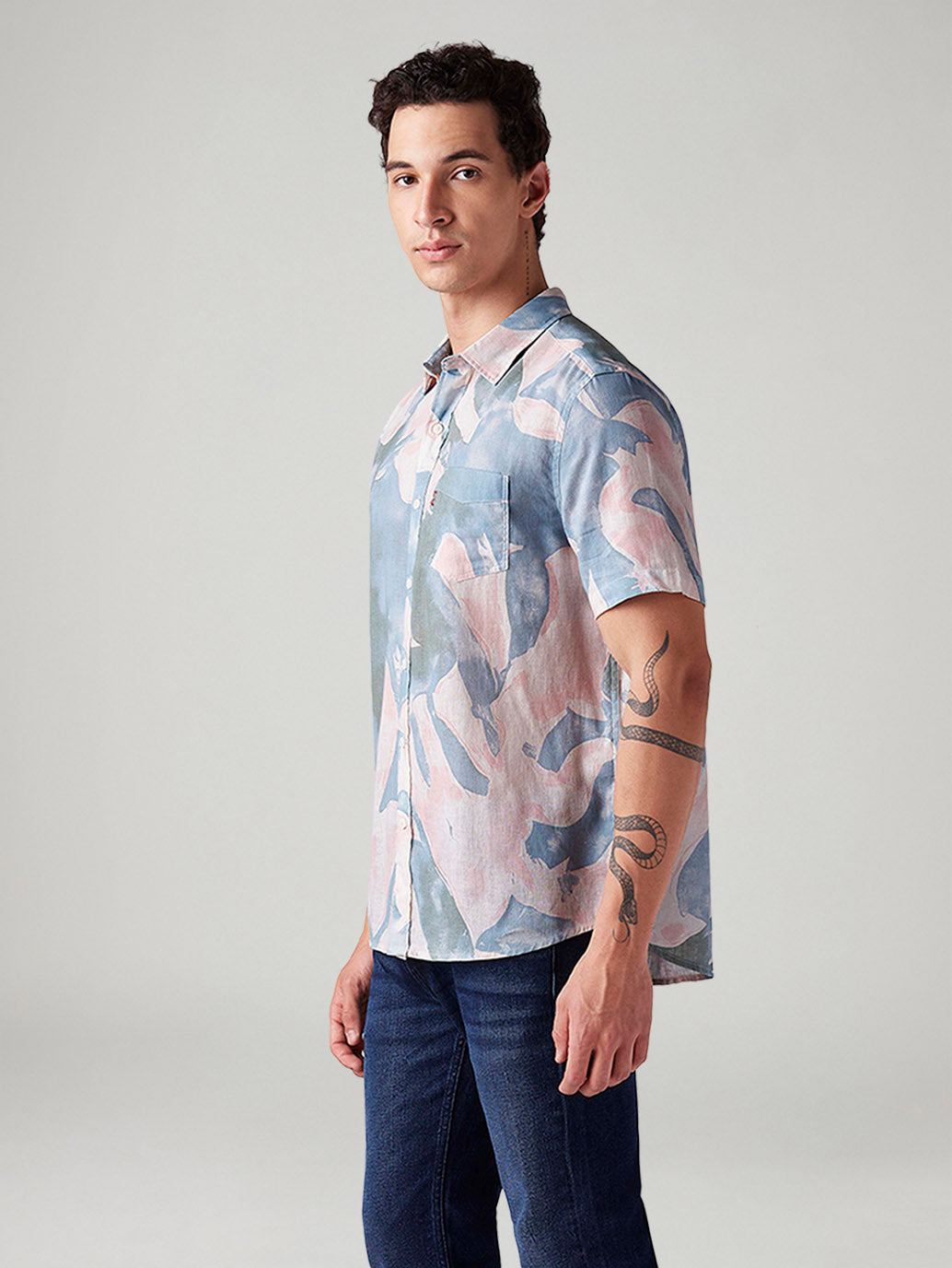 Men's Abstract Slim Fit Shirt - Side View