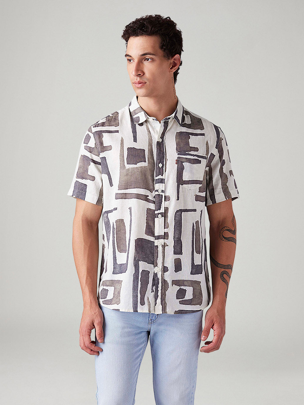 Men's Abstract Slim Fit Shirt - Front View