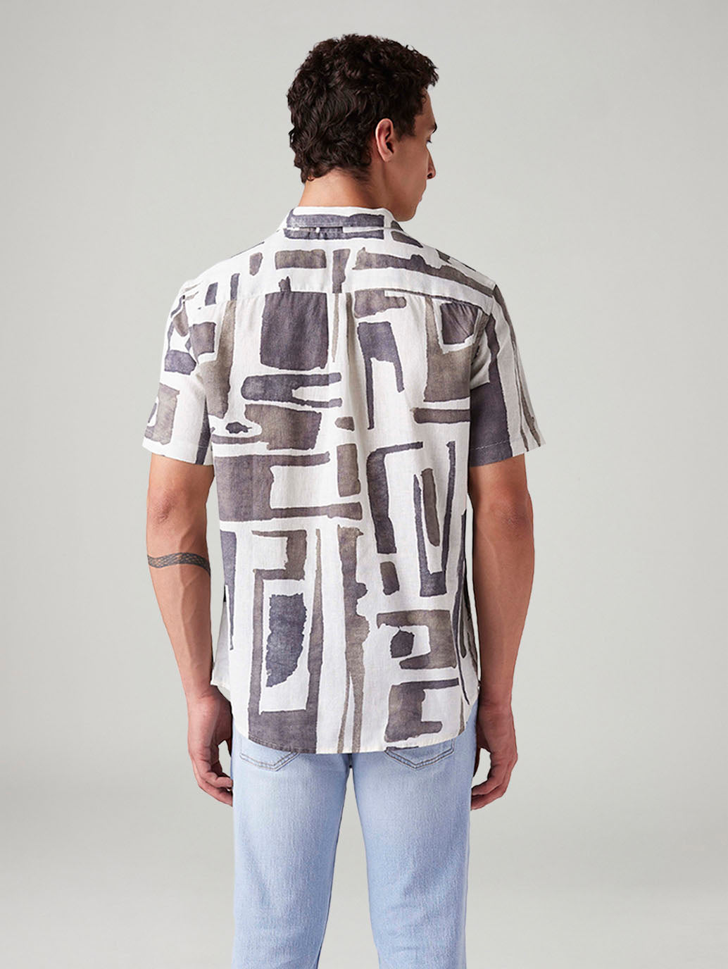 Men's Abstract Slim Fit Shirt - Back View