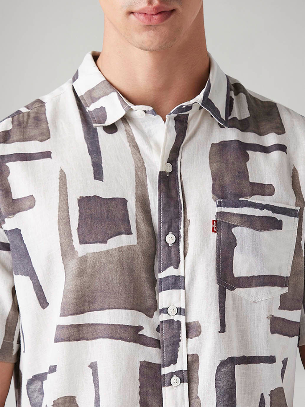Men's Abstract Slim Fit Linen Shirt - 20 View