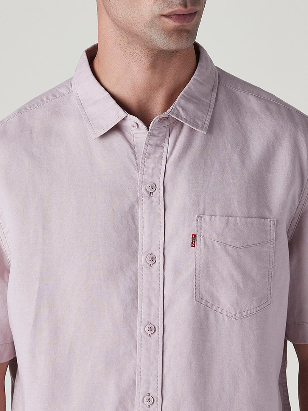 Men's Solid Slim Fit Linen Shirt - Detail View