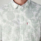 Men's Printed Slim Fit Linen Shirt - Detail View