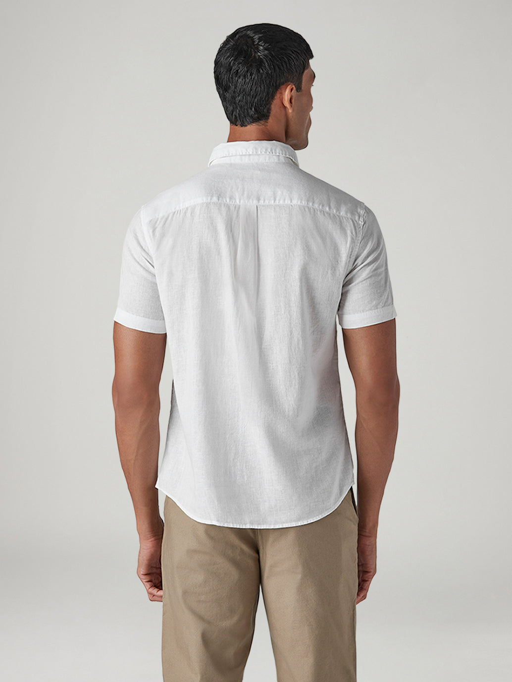Men's Solid Slim Fit Linen Shirt - Back View