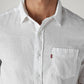 Men's Solid Slim Fit Linen Shirt - Detail View