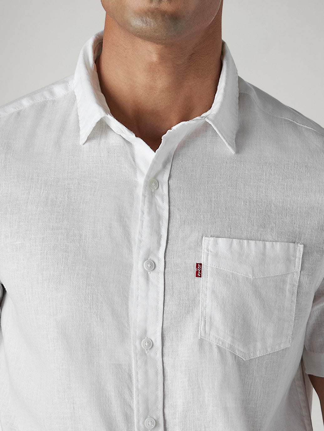 Men's Solid Slim Fit Linen Shirt - Detail View