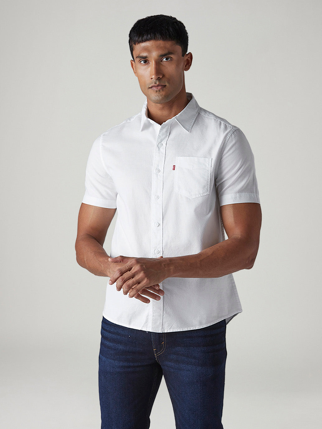 Men's Solid Slim Fit Oxford Shirt - Front View
