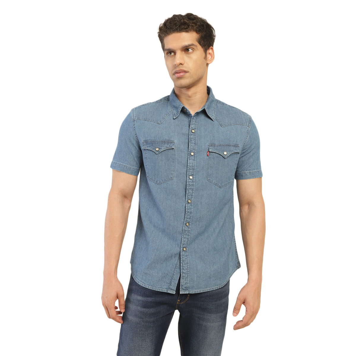 Men's Solid Spread Collar Shirt