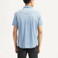 Men's Solid Slim Fit Denim Shirt - Back View