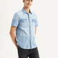 Men's Solid Slim Fit Denim Shirt - Side View