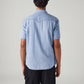 Men's Solid Slim Fit Denim Shirt - Back View