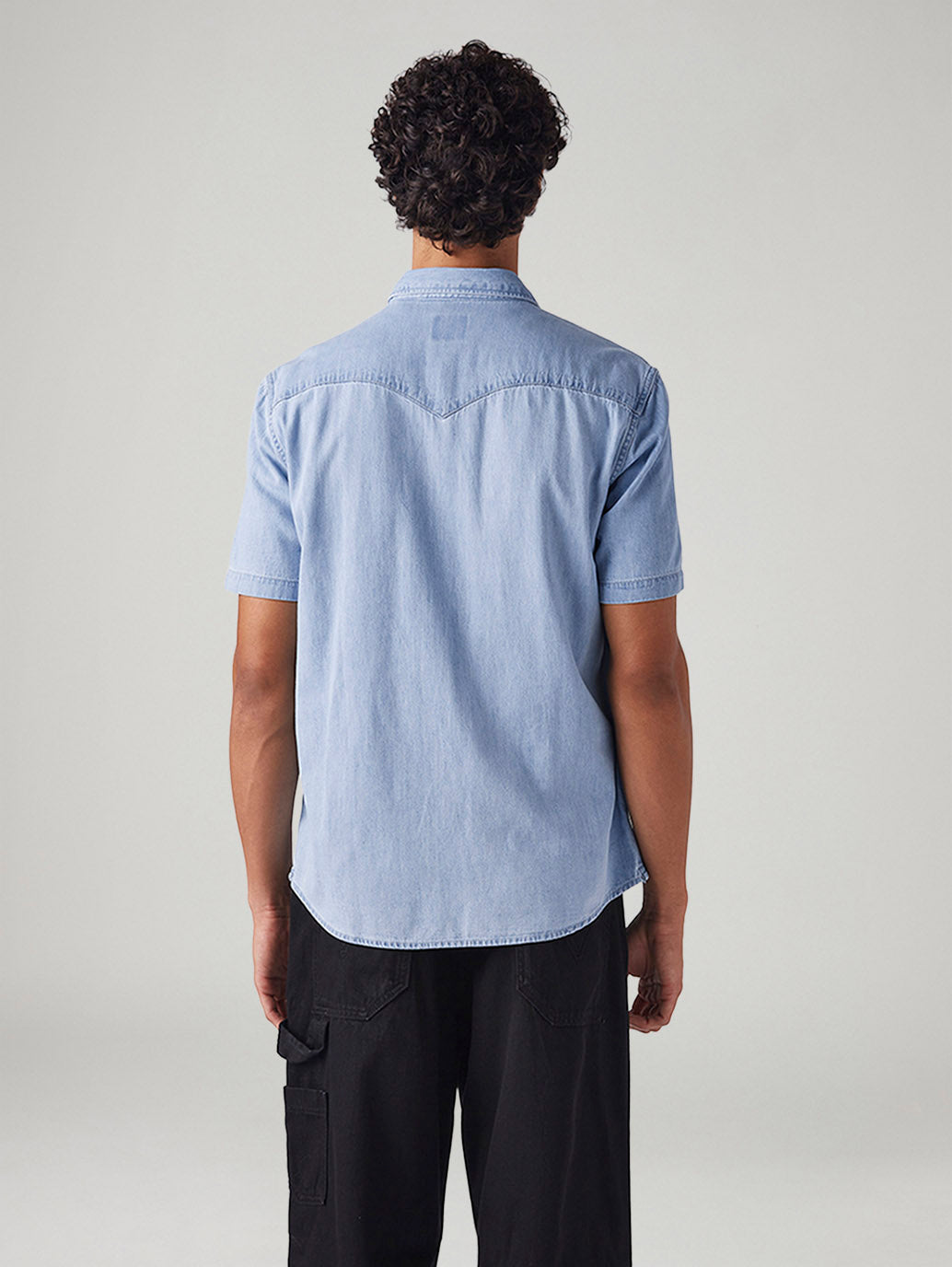 Men's Solid Slim Fit Denim Shirt - Back View