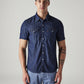 Men's Solid Slim Fit Denim Shirt - Front View