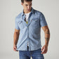 Men's Solid Slim Fit Denim Shirt - Styleshot View