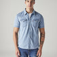 Men's Solid Slim Fit Denim Shirt - Front View