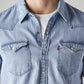 Men's Solid Slim Fit Denim Shirt - Detail View