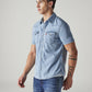 Men's Solid Slim Fit Denim Shirt - Side View