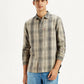 Men's Checkered Beige Slim Fit Shirt - Styleshot View