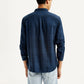 Men's Checkered Dark Blue Slim Fit Shirt - Back View