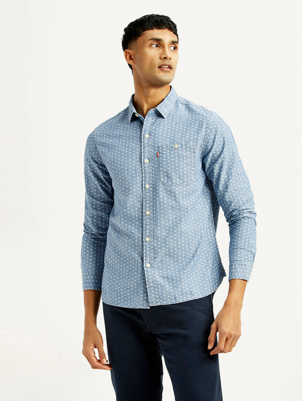 Men's Printed Slim Fit Shirt - Front View
