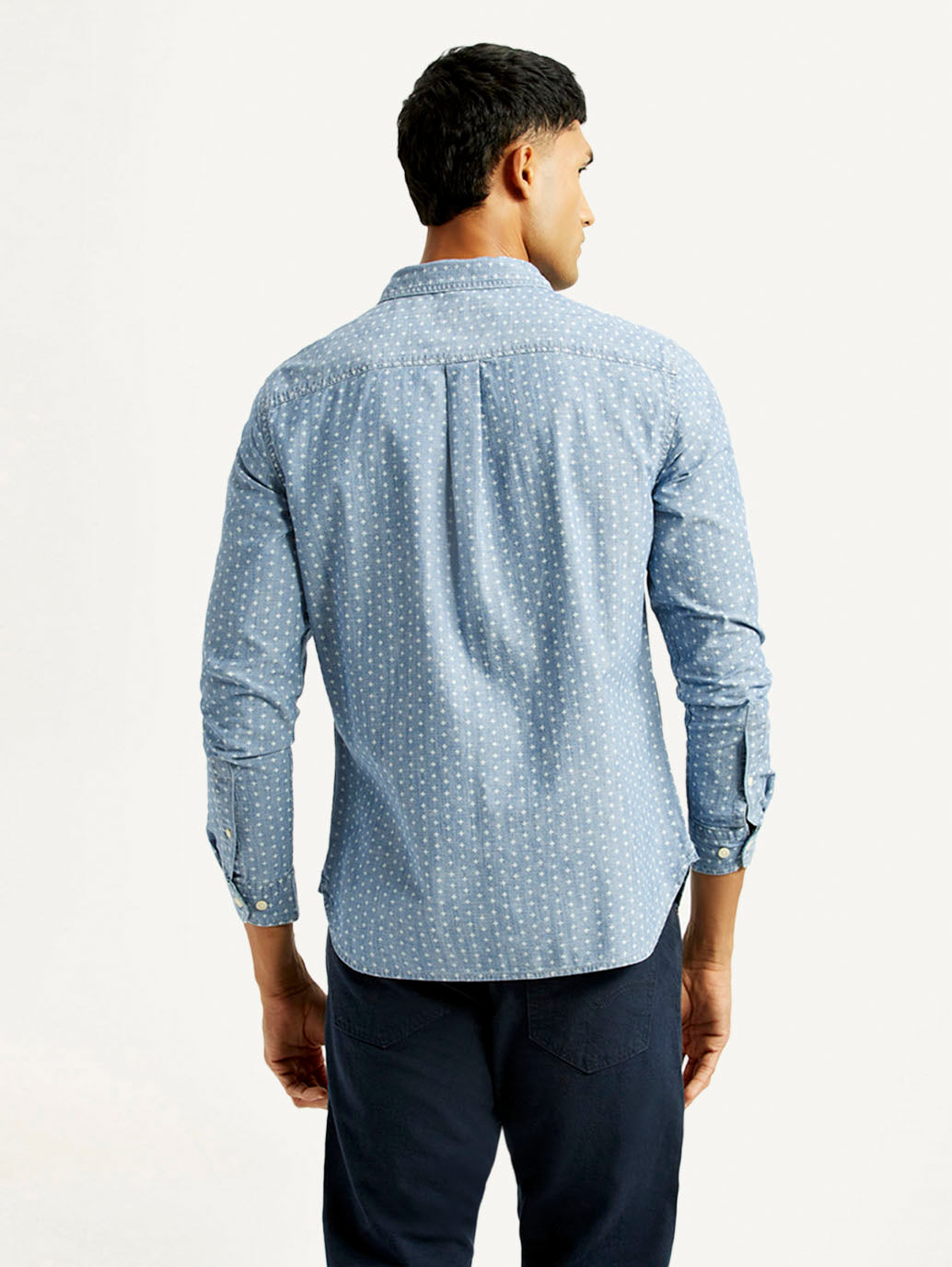 Men's Printed Slim Fit Shirt - Back View