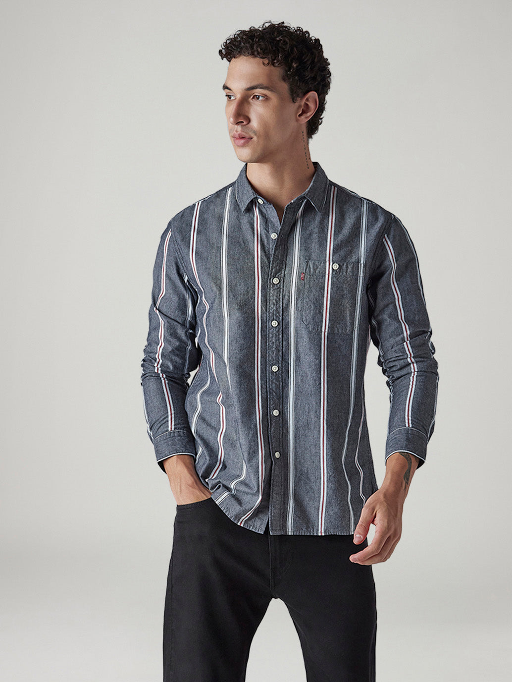 Men's Striped Slim Fit Dobby Shirt