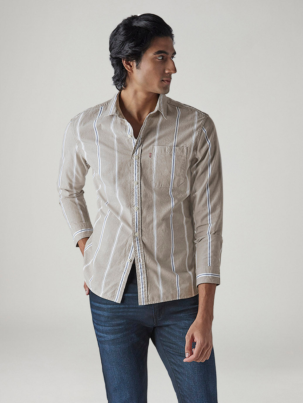 Men's Striped Slim Fit Dobby Shirt
