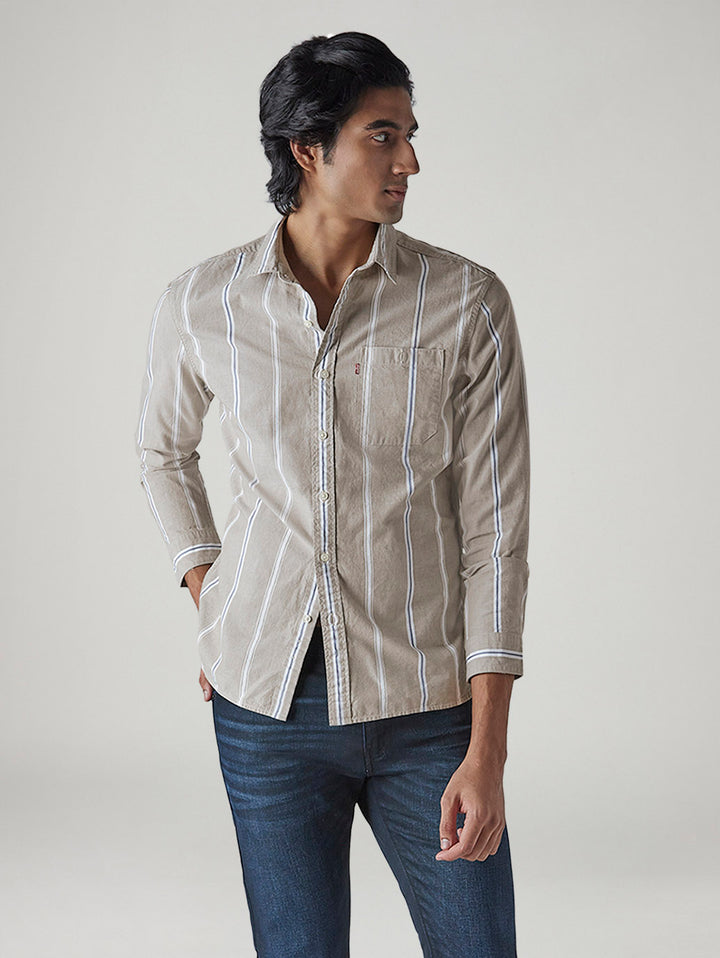Men's Striped Slim Fit Dobby Shirt